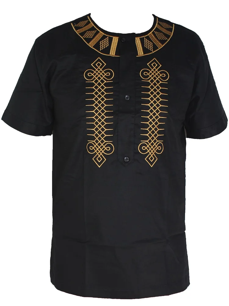 Wedding Wear African Clothes Men`s Dashiki Tunic Tops Africa Ethnic Riche Embroidery Short Caftan Attire - Цвет: as picture