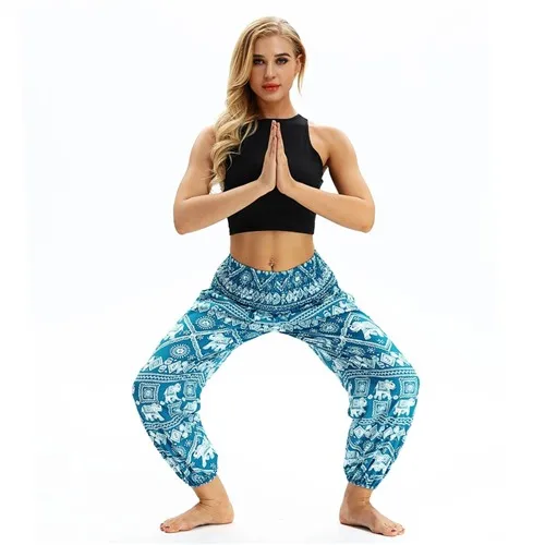 D101620 Raisvern женские свободные тайские шаровары, Boho Festival Hippy Aladdin Smock, брюки с высокой талией, Pantalon Femme, повседневные шаровары - Цвет: D101620