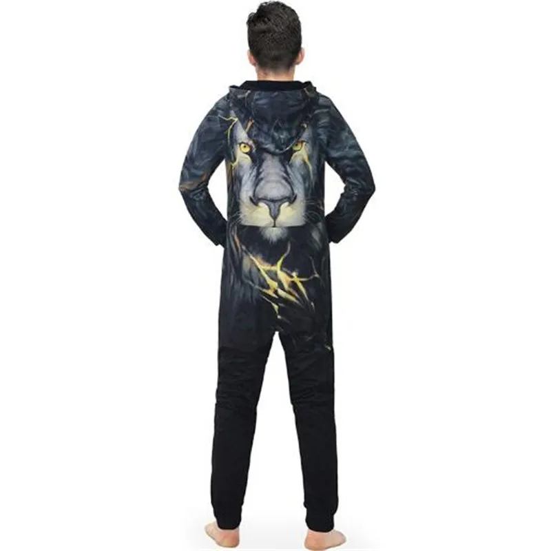 2018 spring and autumn new big code conjoined dress family costume creative lighting lion print Hoodie trousers suit 2018 spring and autumn new big code conjoined dress family costume creative lighting lion print Hoodie trousers suit