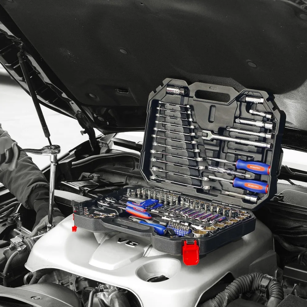 WORKPRO 123PC Home Tool Set for Car Repair Tool Set Socket Set 1/4\ WORKPRO 123PC Home Tool Set for Car Repair Tool Set Socket Set 1/4\