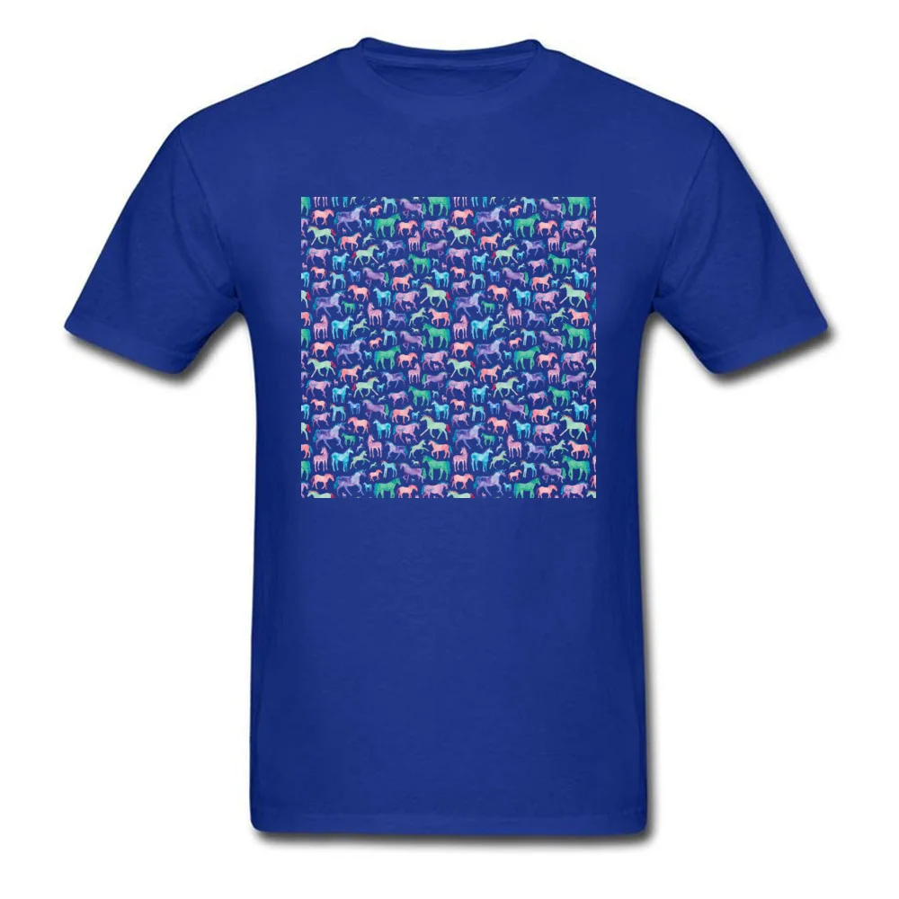 Short Sleeve T Shirt Crew Neck Pure Cotton Men's Tshirts Watercolour Pastel Unicorns Fashionable Tops Tees Coupons Watercolour Pastel Unicorns blue