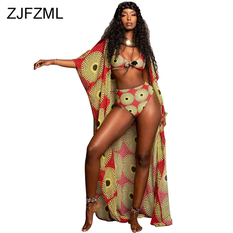 

Geometric Print Sexy Three Piece Tracksuit Women Halter Backless Crop Top+Bodycon Shorts +X-Long Cardigan Summer 3 Pcs Outfits