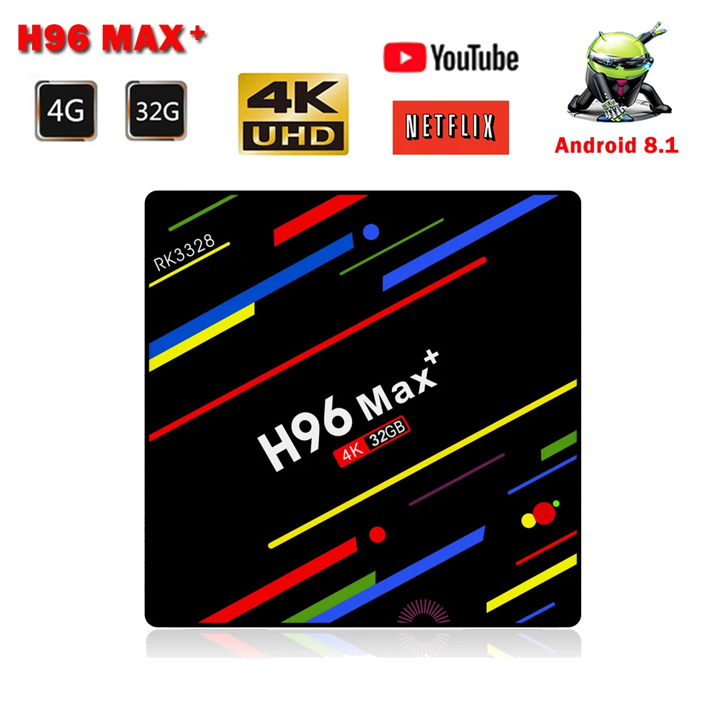 

H96 Max+ Android 8.1 TV Box RK3328 Quad-Core 64bit 4GB DDR3 32GB EMMC Smart TV Box WiFi 4K H.265 USB 3.0 H96 Max Media Player