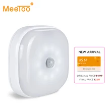 Светодиодный светильник под шкаф с магнитной батареей, беспроводной датчик движения PIR, умный настенный светильник для спальни, кухни, лестницы, домашнего освещения