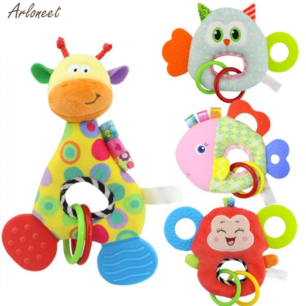 

Newborn Baby Infant Animal Soft Rattles Teether Hanging Bell Plush Bebe Toys Animal shape O type hand grip hand grasping toy