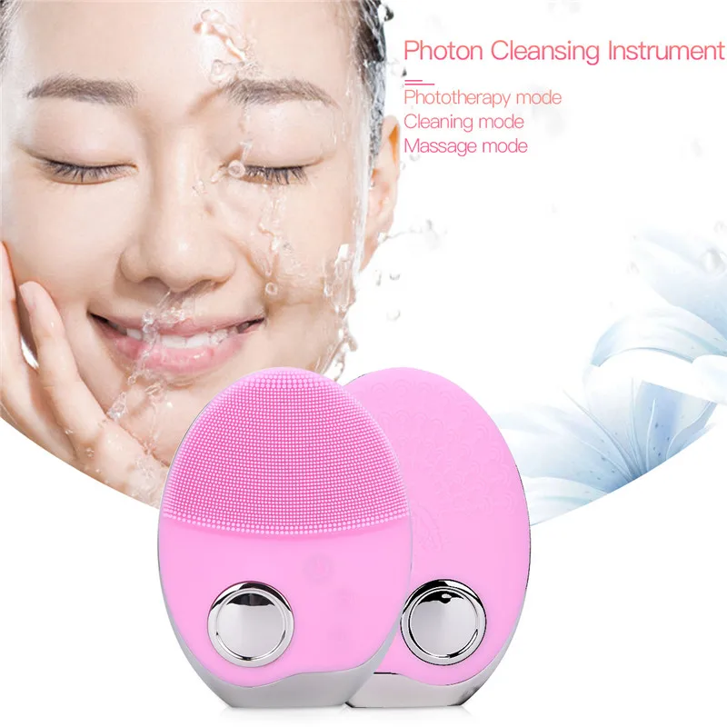 

Phototherapy Silicone Facial Cleaner Brush Skin Rejuvenation Photon Therapy Wireless Charging Face Deep Cleaning Device P47