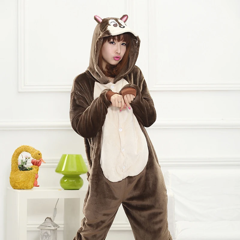 

Adult Anime Kigurumi Onesies Squirrel Costume Women Cute Cartoon Animal Bunny Pig Pajamas Onepieces Sleepwear Home Cloths Girl