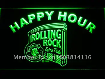 

607 Rolling Rock Beer Happy Hour Bar LED Neon Sign with On/Off Switch 20+ Colors 5 Sizes to choose