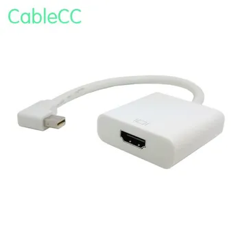 

Left Angled 90 degree Mini DisplayPort DP to HDMI Female Cable Adapter White Color 20cm for Macbook and ATI