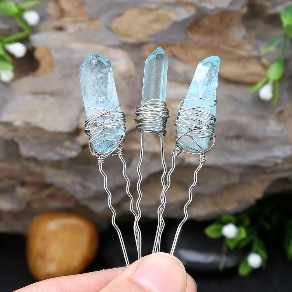 Crystal Quartz Raw Hair Pin Bridal Hair Pin Handmade Qquartz Bobby Pin Boho Unique Hair Piece