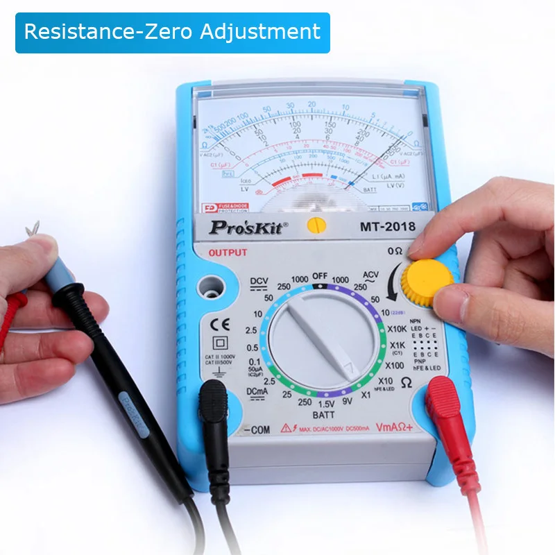 Pro'skit MT- MT- защитная функция аналоговый мультиметр Ом тестовый метр DC AC Напряжение Ток Сопротивление аналоговый мультиметр