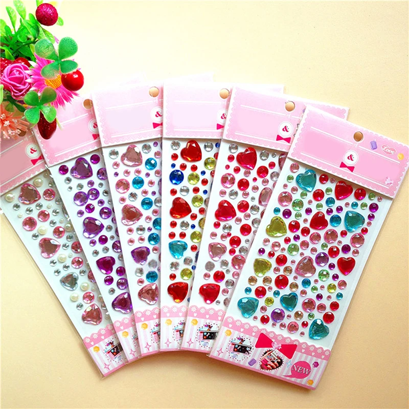 

Creative Kids DIY Art Crafts Toys Bling Stickers Phone Decor Craft 1 Sheet Decorative Diamond Crystal Stone Stickers