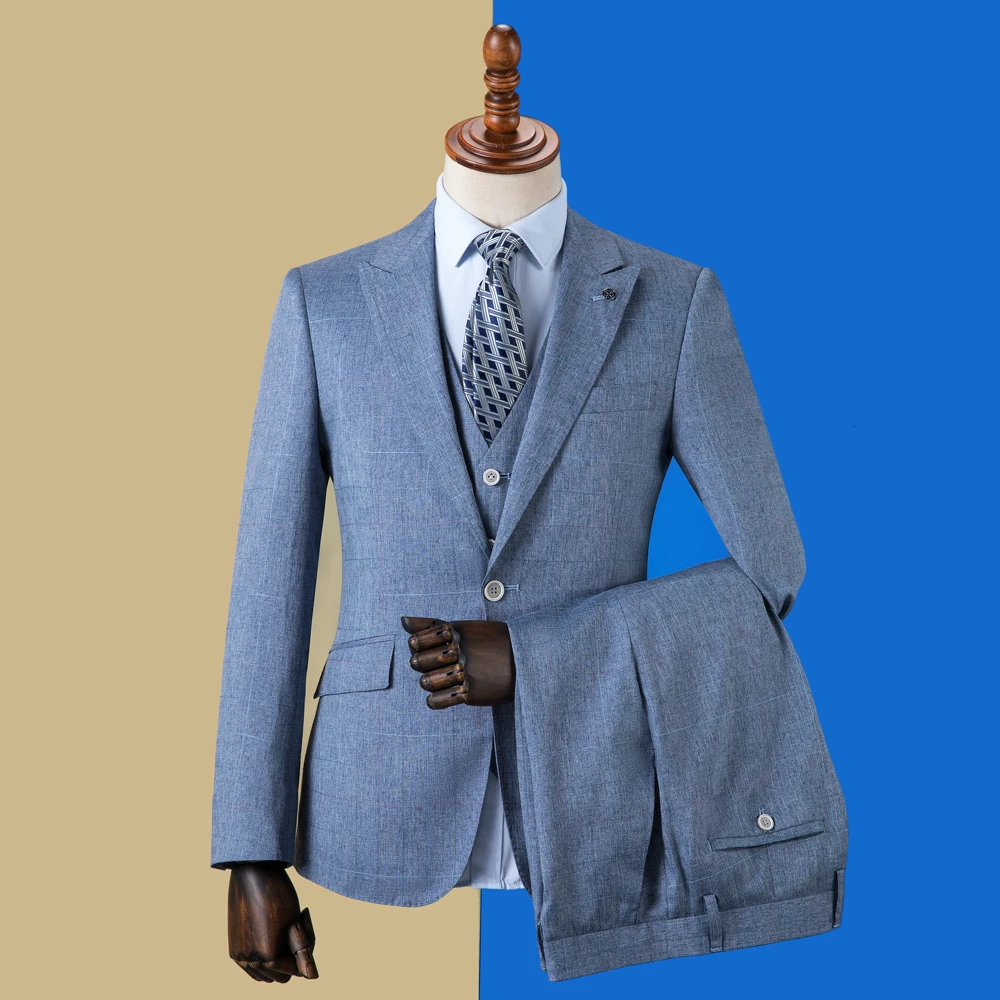Blazer Pants Vest OSCN7 клетчатые Костюмы Под заказ для мужчин Slim Fit Свадебная вечеринка мужской s портной костюм модный 3 шт Блейзер брюки жилет ZM-597 - Цвет: Blazer Pants Vest