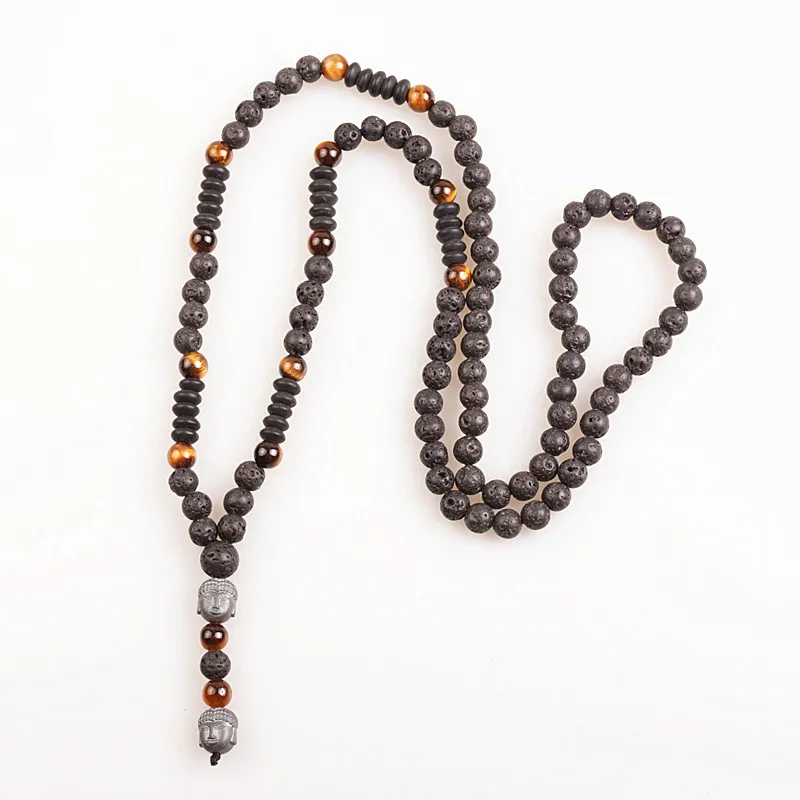 Дизайн черный 6 мм BLava камни деревянный шарик мужской гематитовый Будда ожерелье из бисера