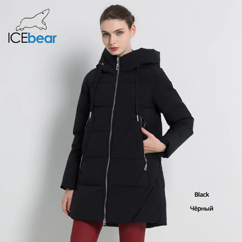 ICEbear New Winter Women's Jacket High Quality Long Coat Fashion Women's Clothing Brand Windproof Warm Jacket GWD18272I - Цвет: G901