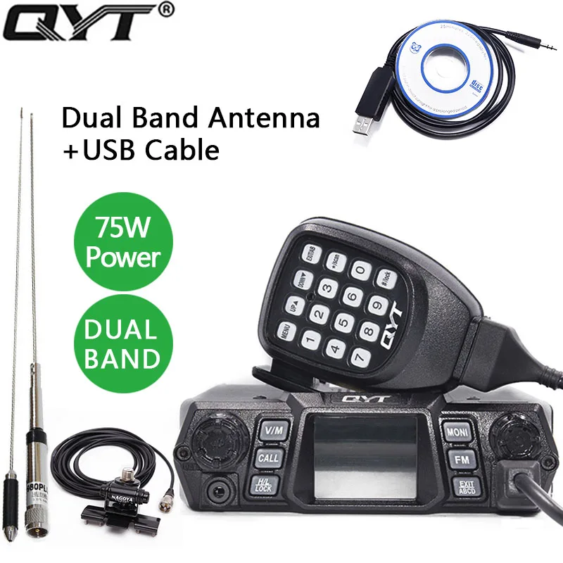 Antenna Kits Cable QYT KT-980Plus 75 Вт Супер мощность двухдиапазонный УКВ/УВЧ 136-174 и 400-480 МГц Новое поступление обновленная версия база Автомобильная радиоантенна Любительская - Цвет: Antenna Kits Cable