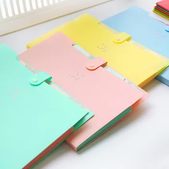 

40 pcs Waterproof Document Bag Agenda A4 Bag Document File Folder 5 Layers Random Color Carpetas Smile Shape