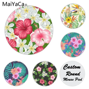 

MaiYaCa Tropical Floral Hibiscus Anti-Slip Durable Silicone Computermats Size for 22X22cm Round Gaming Mousepads