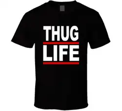 Thug life logo shakur music Мужская черная футболка мужские футболки брендовая одежда забавная Мужская футболка летние футболки мужские брендовые