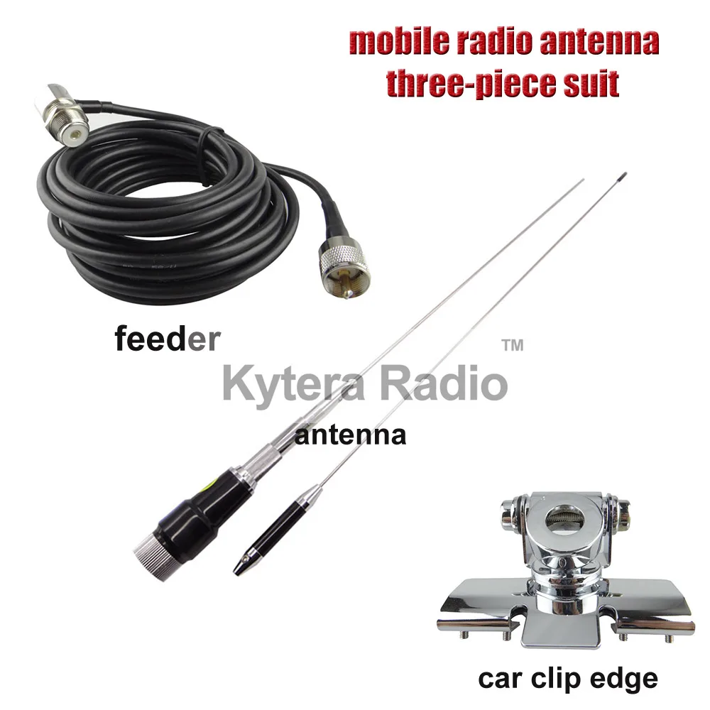 

UV Dual Band Mobile Car Radio Antenna Diamond Antenna + Nagoya Mount Car Clip Edge + 5 Meters Feeder for Any Car 3 Piece Suit