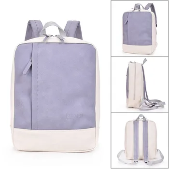 

Canvas Backpack Large Capacity Stitching Zipper Bag for Girls Students School Travel New