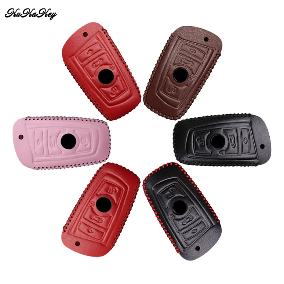 

1PC Leather Car Key Case Cover Protection Shell Skin For BMW 3 5 X1 X3 X4 X6 F30 F31 F34 550i GT 535i 528i 535i Keyring Keychain