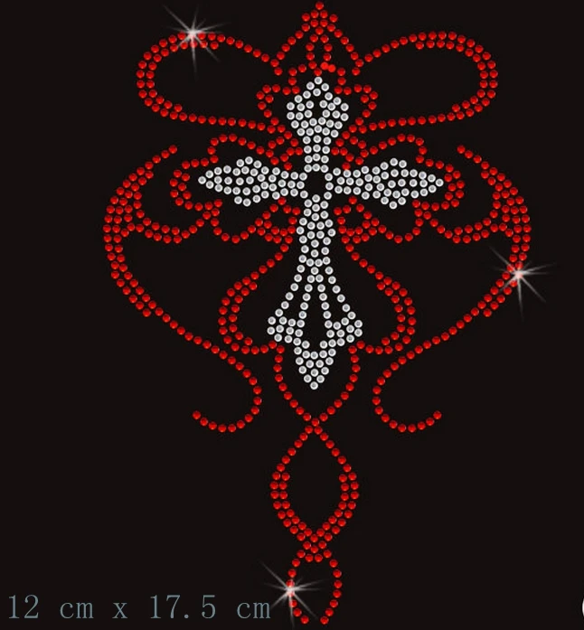 Free shipping Coptic Cross Iron On Bling Transfer Rhinestonesin