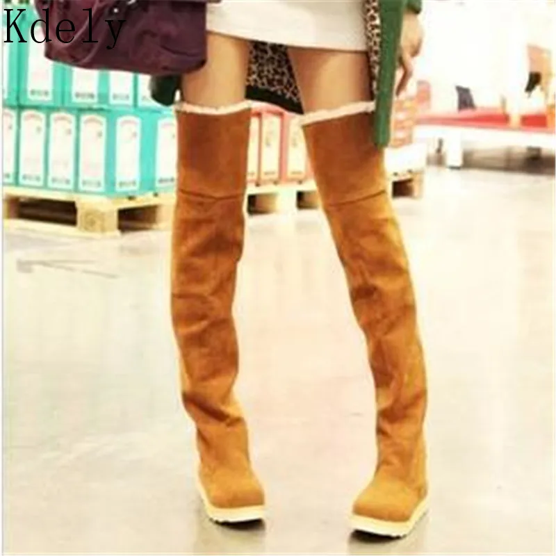 Comprar Botas altas hasta el muslo botas de invierno para mujeres que mantienen el calor sobre la rodilla botas planas de estiramiento Sexy moda Zapatos nuevas botas de montar