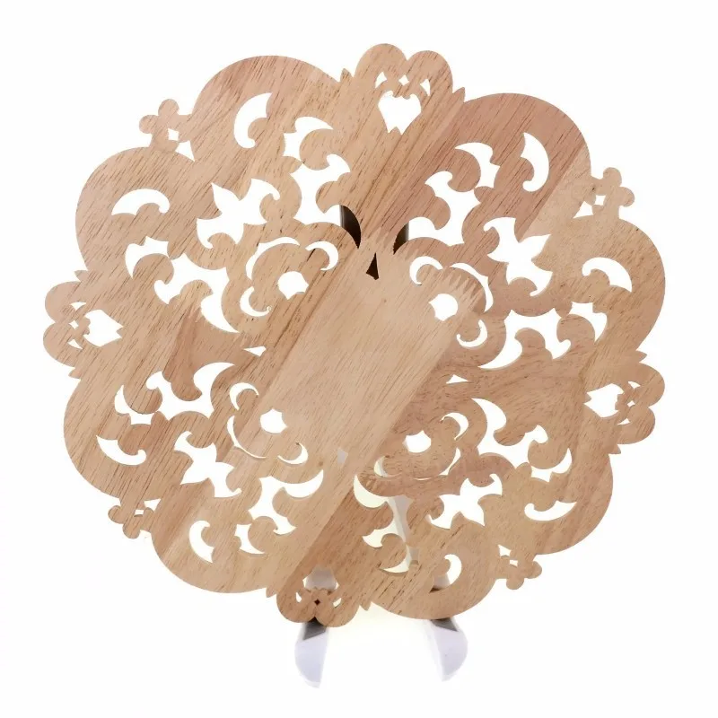 RUNBAZEF Woodcarving Furniture Decoration Solid Wood Door Round Applique Flower Him Miniature Crafts Figurine