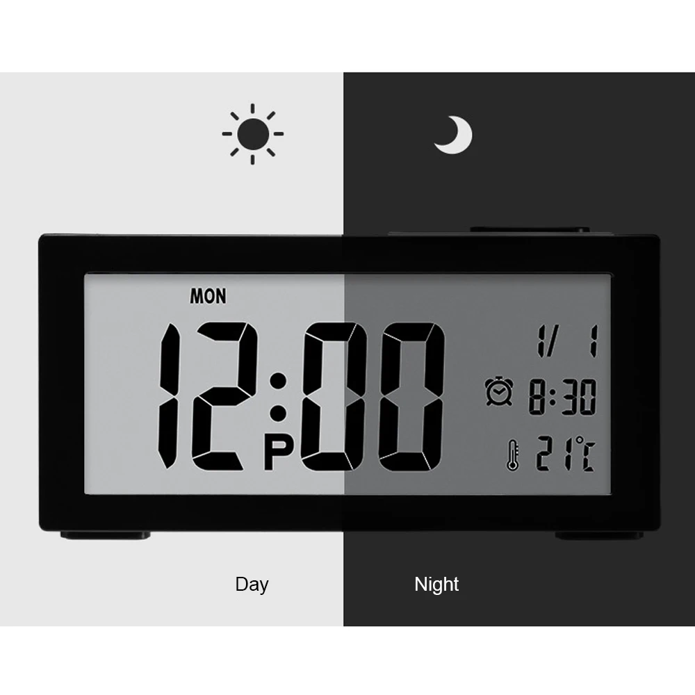 1pcs Large Digital Alarm Clocks LCD Student Electronic Desk Clock Snooze Sensor Kids Table alarm Clock Bedroom Night Light Clock