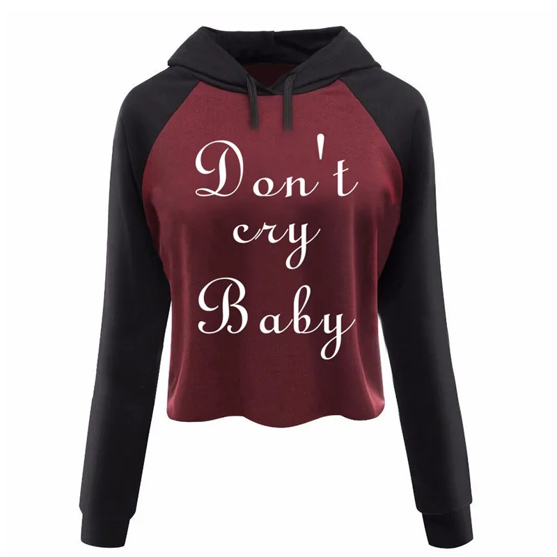 Don't cry baby Женский пуловер, худи укороченный топ обувь для девочек Harajuku Femme Толстовка с длинным рукавом для женщин s костюмы футболка толстовки