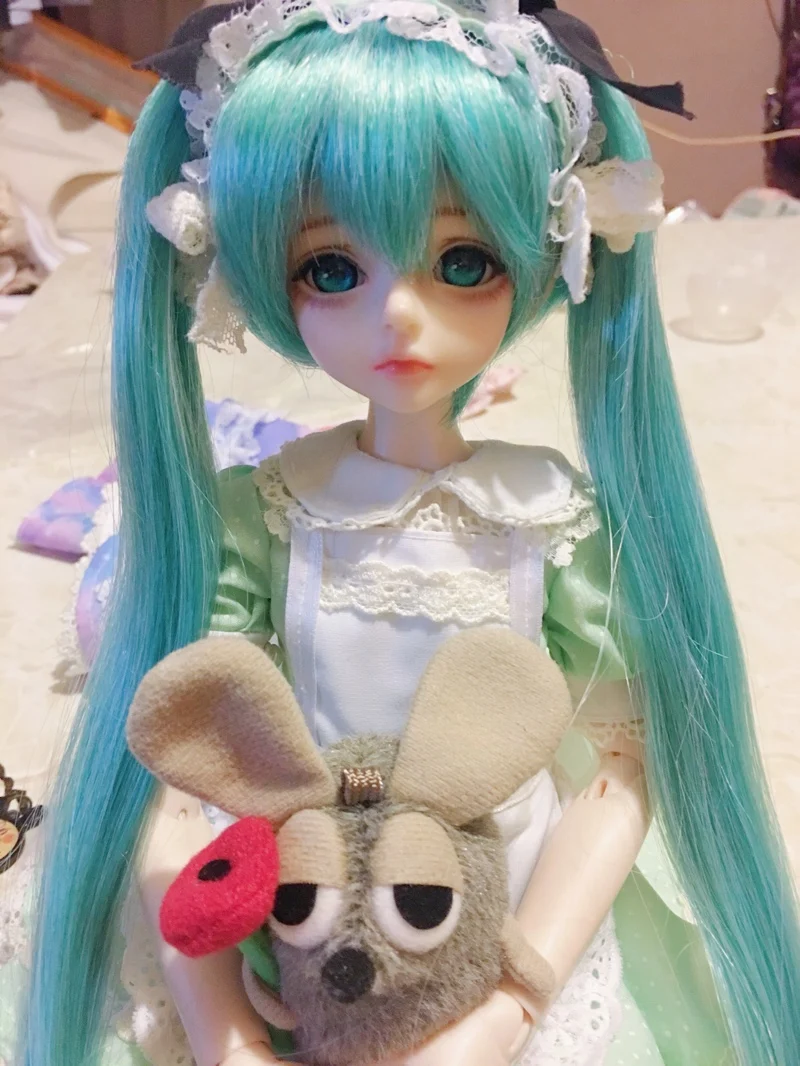 D01-P098 детская игрушка ручной работы 1/3 1/4 аксессуары для кукол BJD/SD парик Мику зеленый 1 шт