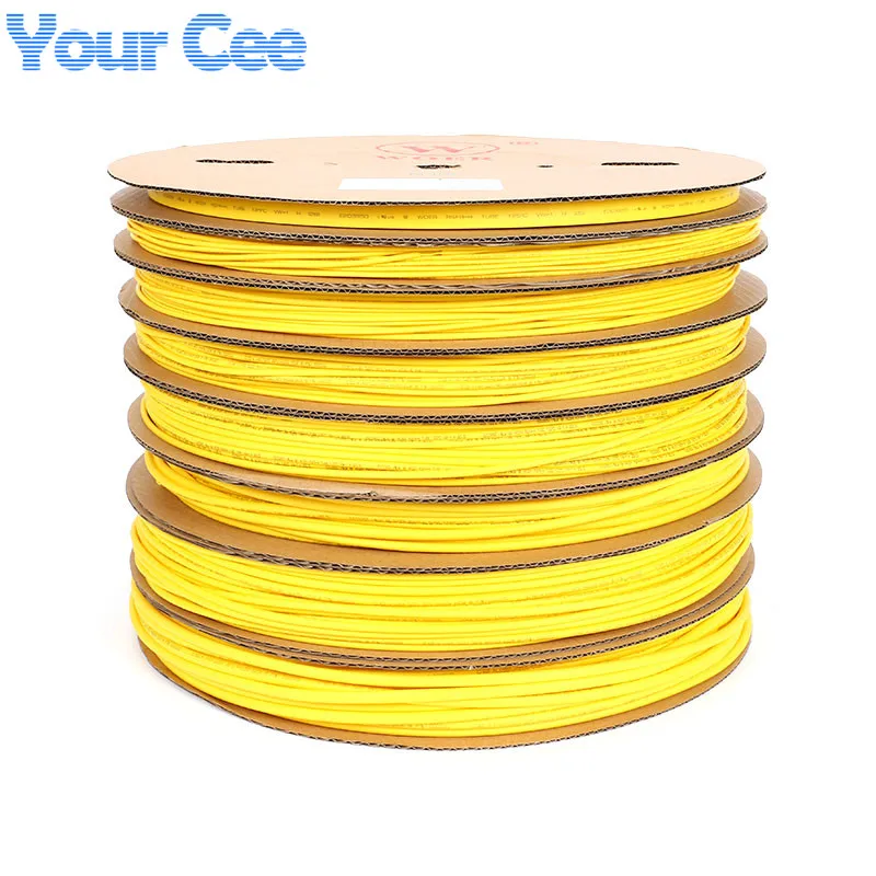 Рулон 100 м 2:1 Sleeving жару защиты кабеля термоусадочная трубка желтого цвета для детей возрастом от 5 до 10 мм
