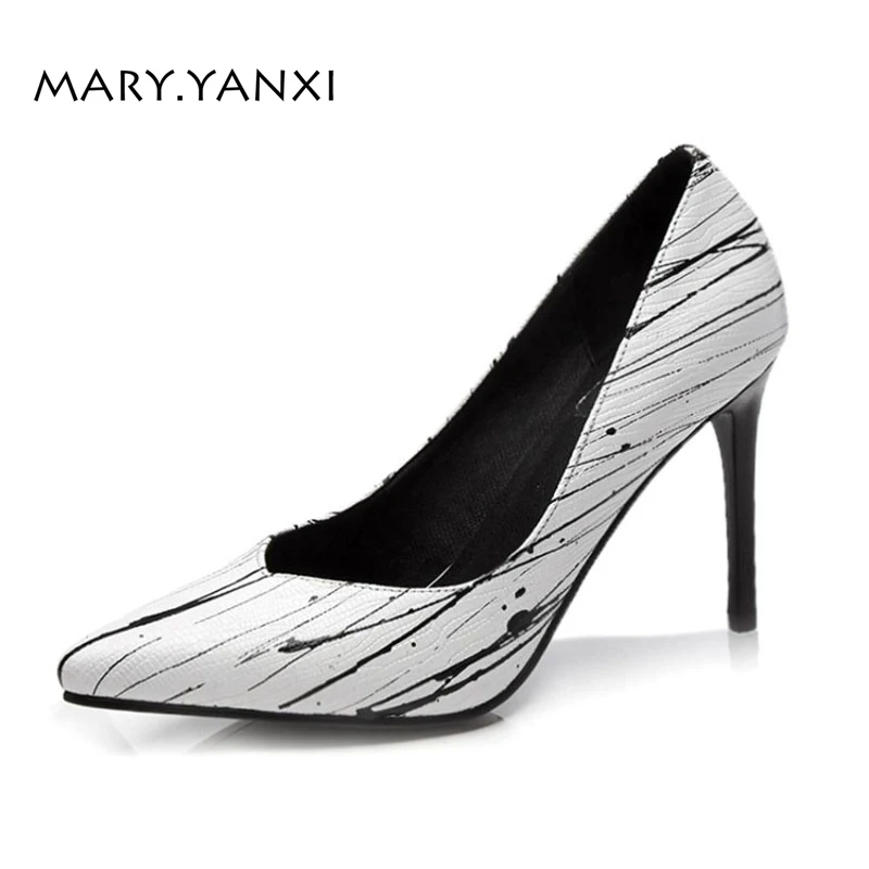 

Spring/Autumn Women Pumps Lady Shoes Big Size Genuine Leather Thin High Heel Pointed Toe Casual Fashion Slip-On Shallow