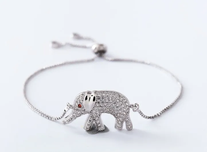 

gold silver Chain micro pave cz Zircon Cubic Zirconia bracelet rope adjusted Macrame Elephant Bangle xy34 Fashion Jewelry