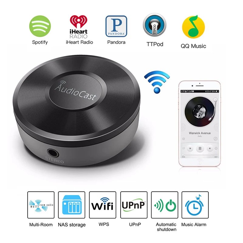 Audiocast DLNA Airplay Adapter 2.4G WIfi Receiver 3.5mm Jack Audio
