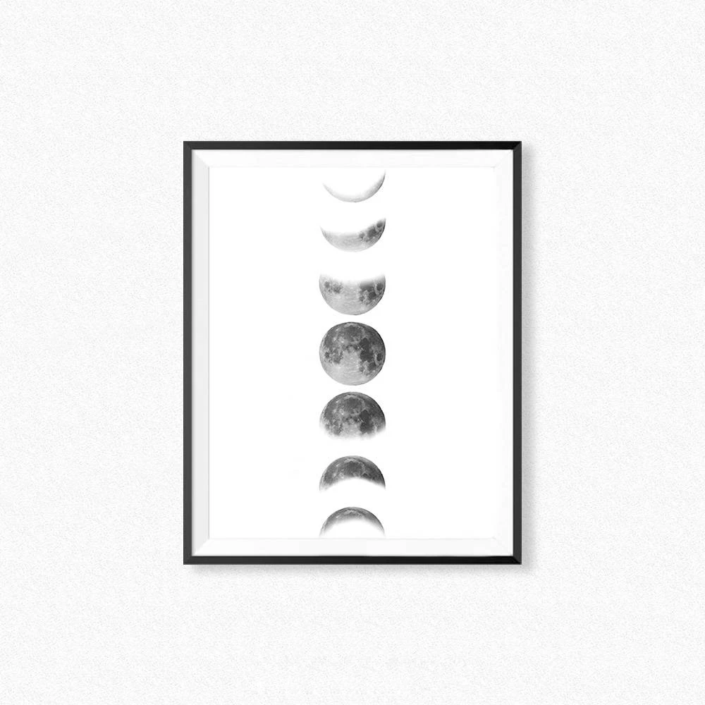 Печать фаз Луны плакат в скандинавском стиле, La Lune фотография Луна настенная художественная картина холст живопись для дома комнаты скандинавский декор стен