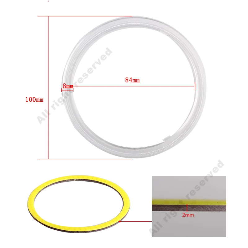2 шт. COB Halo кольцевая лампа, Автомобильный светодиодный светильник ангельские глазки, дневной ходовой светильник, лампа 12 В 60 мм 70 мм 80 мм 90 мм 100 мм 110 мм 120 мм
