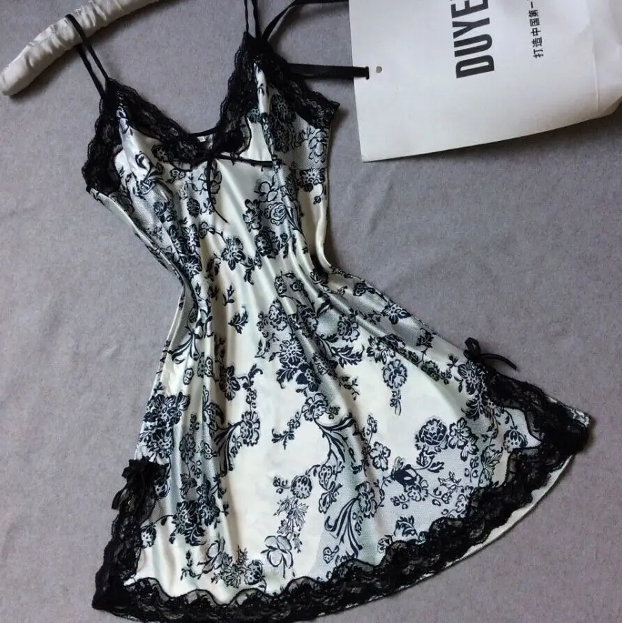 Женское сексуальное шелковое атласное Ночное платье без рукавов, ночная рубашка с v-образным вырезом размера плюс, ночная рубашка, кружевное ночное белье для женщин