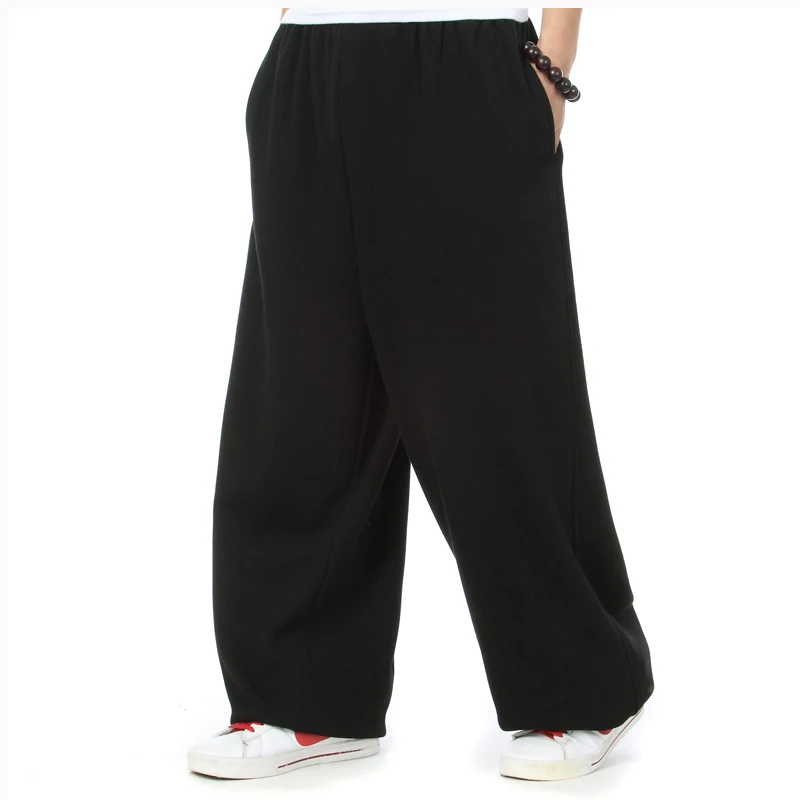 Осенне-зимние мужские тренировочные брюки для бега в стиле хип-хоп, теплые флисовые Свободные мешковатые штаны, шаровары, большие размеры L-4XL для веса 60-150 кг
