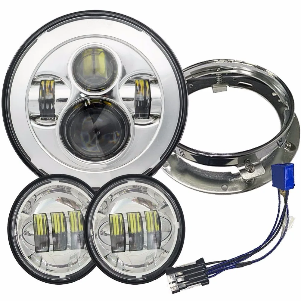 HJYUENG 45 w 7 inch светодиодный фары с 4 5 дюймов соответствия Chrome прохождения лампы для 98