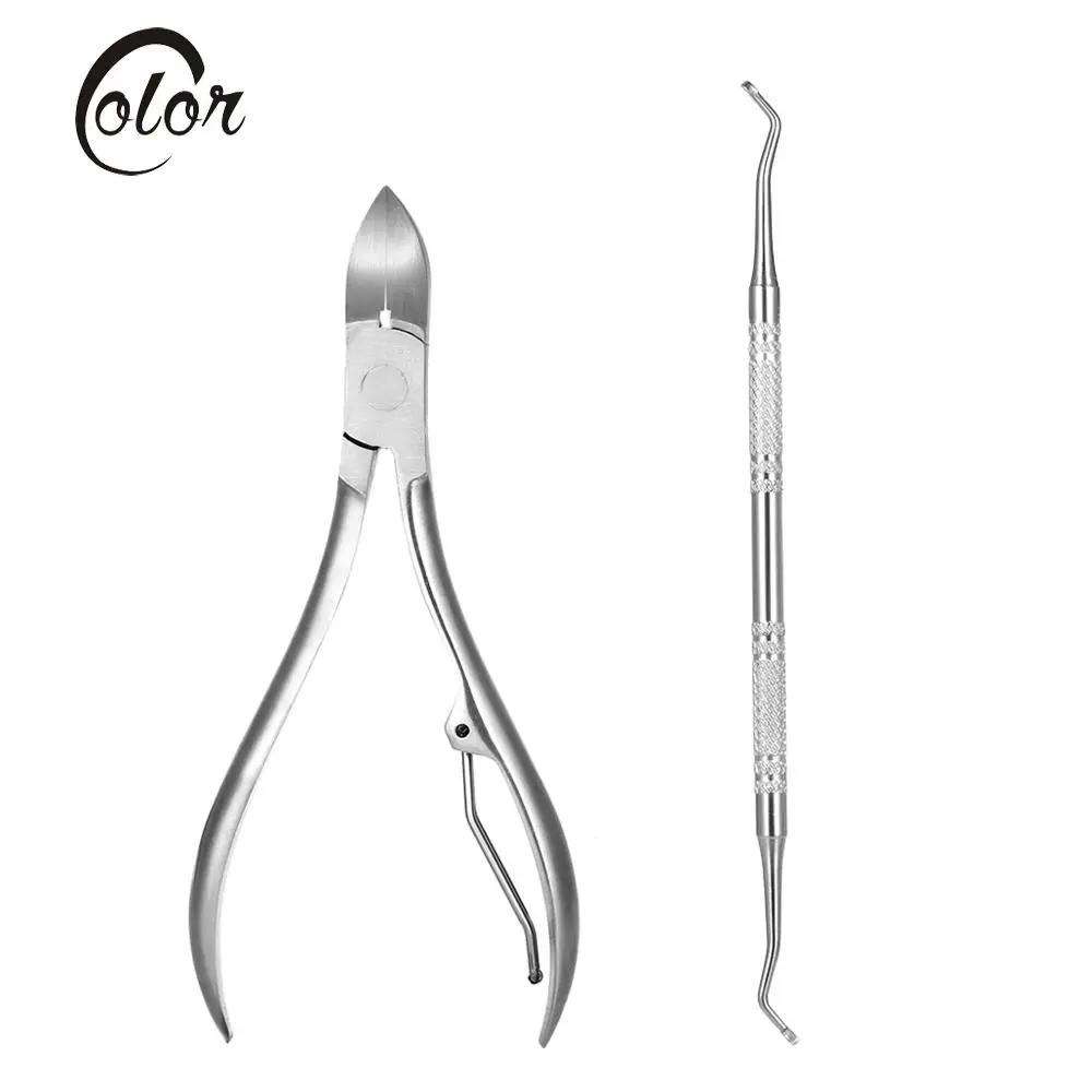 2Pcs Cuticle Scissor Nail Clipper with Ingrowing Toenail Cleaner Nail