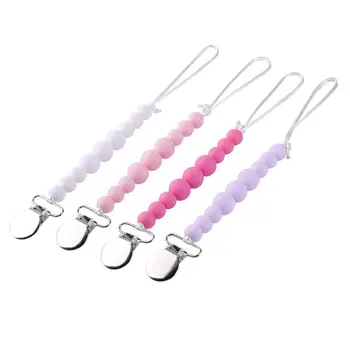 

Newborn Baby Pacifier Chains Infant Safety Chewable Teething Chain Multi-functional Kids Silicone Nipple Pacifier Teether Clip