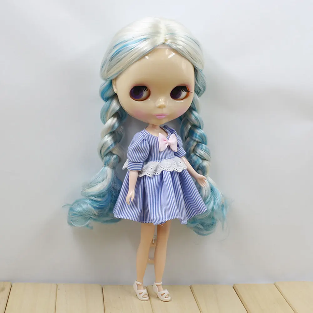 Кукла blyth нормальное тело, голубые и белые волосы без челки, factory280BL62276025 кукла blyth девочка подарок ребенку