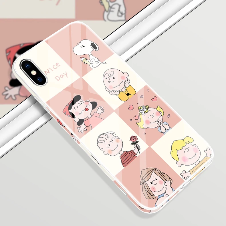 

Luxury Tempered Glass Shell Case for Apple iPhone 6 6s 7 8 Plus Color Soft Edge Shockproof Cover for iPhone X XS Max XR Case