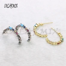 5 пар, серьги-гвоздики с крючками, радужные 7 бусин, кристаллический крючок, серьги с радужным цирконием, Серьги с драгоценными камнями, аксессуары для женщин 5558