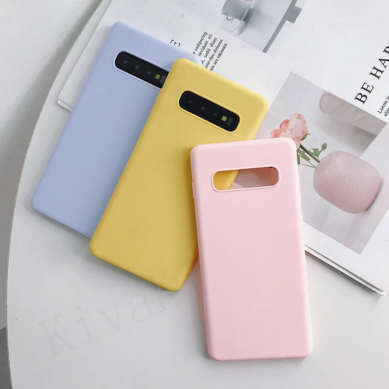 

Color Silicone Phone Case For Samsung Galaxy S8 S9 S10 Plus S10e A50 A30 A70 A7 J6 A8 2018 Note 8 9 M30 M20 Soft Simple Cover