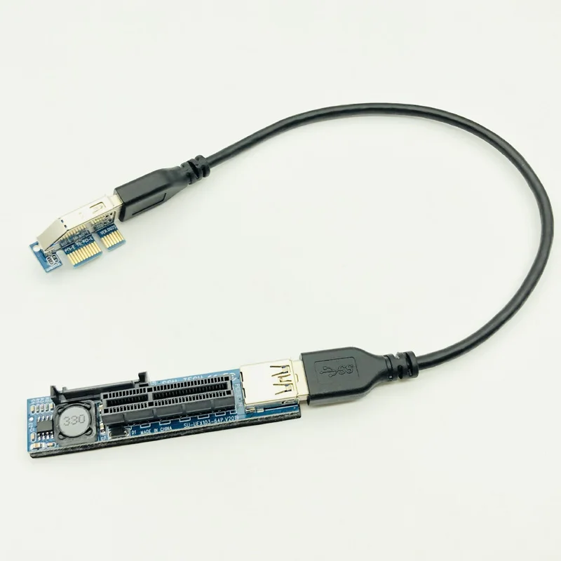 Добавить на карту PCI Express USB 3,0 адаптер Raiser удлинитель PCIE Riser Card USB 3,0 PCI-E SATA PCI E Riser PCI Express X1 в X4 слот