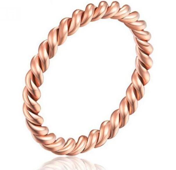 

Martick 316L Stainless Steel Rose Gold-color Twisted Ring Fashion Jewelry For Women Size 4-8 R15