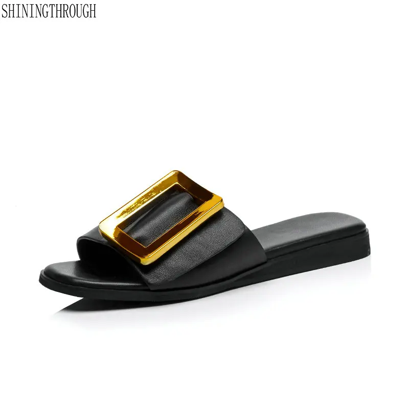 

Women Sandals High Heels 2018 New Genuine Leather Summer Fashion Buckle Female Gladiator Sandals Comfortable Shoes Woman